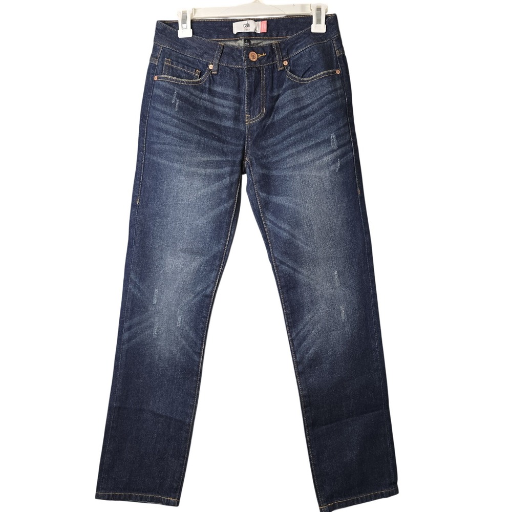 Cabi Malibu Jean Women's 0 Dark Authentic Wash Straight Leg Long Inseam NWT‎